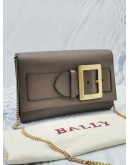 BALLY BUCKLETRAVEL SLING BAG IN GREY LEATHER