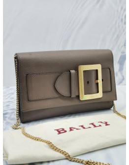 BALLY BUCKLETRAVEL SLING BAG IN GREY LEATHER