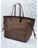 LOUIS VUITTON NEVERFULL GM BROWN DAMIER EBENE CANVAS WITH LEATHER TRIM LARGE TOTE SHOULDER BAG 