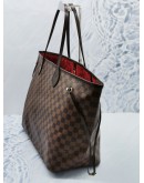 LOUIS VUITTON NEVERFULL GM BROWN DAMIER EBENE CANVAS WITH LEATHER TRIM LARGE TOTE SHOULDER BAG 