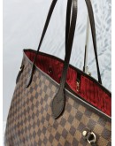 LOUIS VUITTON NEVERFULL GM BROWN DAMIER EBENE CANVAS WITH LEATHER TRIM LARGE TOTE SHOULDER BAG 