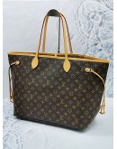 LOUIS VUITTON NEVERFULL GM BROWN MONOGRAM CANVAS WITH BEIGE LEATHER TRIM TOTE BAG 