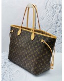 LOUIS VUITTON NEVERFULL GM BROWN MONOGRAM CANVAS WITH BEIGE LEATHER TRIM TOTE BAG 