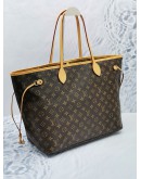 LOUIS VUITTON NEVERFULL GM BROWN MONOGRAM CANVAS WITH BEIGE LEATHER TRIM TOTE BAG 