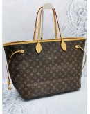 LOUIS VUITTON NEVERFULL GM BROWN MONOGRAM CANVAS WITH BEIGE LEATHER TRIM TOTE BAG 