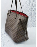 (LIKE NEW) LOUIS VUITTON NEVERFULL GM BROWN DAMIER EBENE CANVAS LARGE TOTE BAG 