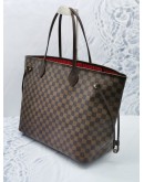 (LIKE NEW) LOUIS VUITTON NEVERFULL GM BROWN DAMIER EBENE CANVAS LARGE TOTE BAG 