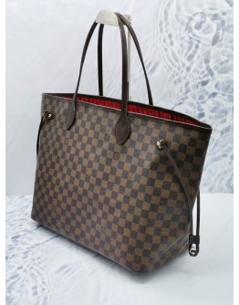 (LIKE NEW) LOUIS VUITTON NEVERFULL GM BROWN DAMIER EBENE CANVAS LARGE TOTE BAG 