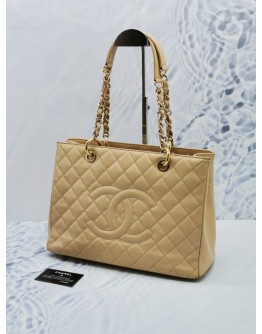 CHANEL (GST) GRAND SHOPPING TOTE SHOULDER BAG IN GOLD HARDWARE 