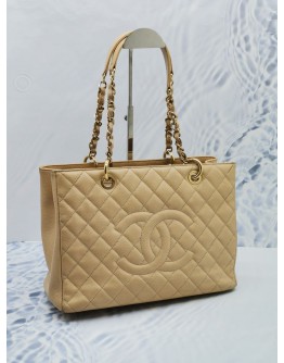 CHANEL (GST) GRAND SHOPPING TOTE SHOULDER BAG IN GOLD HARDWARE 