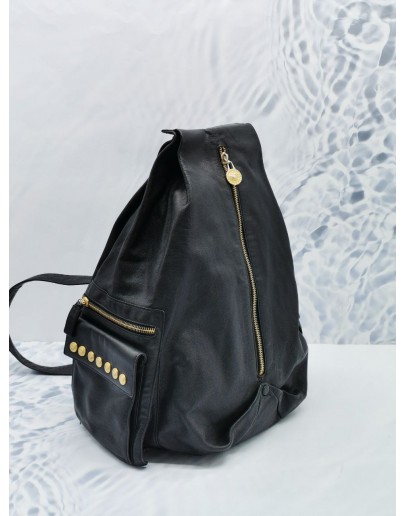 VERSACE BLACK LEATHER MEDUSA SLING BAG IN GHW