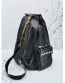 VERSACE BLACK LEATHER MEDUSA SLING BAG IN GHW