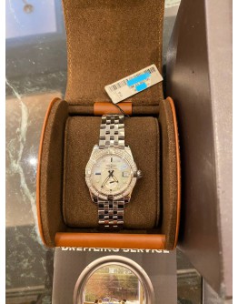 (UNUSED) BREITLING GALACTIC 36 REF A3733053 MOTHER OF PEARL DIAMOND DIAL DIAMOND BEZEL FACTORY 36MM AUTOMATIC YEAR 2018 WATCH -FULL SET-