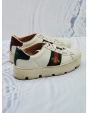 GUCCI WHITE LEATHER EMBROIDERED BEE ACE SNEAKERS SIZE 35