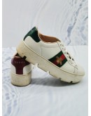 GUCCI WHITE LEATHER EMBROIDERED BEE ACE SNEAKERS SIZE 35