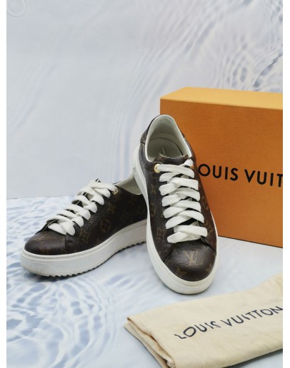 LOUIS VUITTON MONOGRAM CANVAS WITH WHITE RUBBER TIME OUT SNEAKERS SIZE 37 -FULL SET-