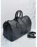 LOUIS VUITTON KEEPALL BANDOULIERE 45 BLACK MONOGRAM ECLIPSE  CANVAS WITH ADJUSTABLE STRAP