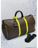 2023 MICROCHIP LOUIS VUITTON KEEPALL BANDOULIERE 50 MONOGRAM MACASSAR CANVAS / LEATHER WITH ADJUSTABLE STRAP