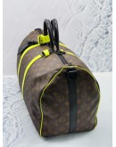 2023 MICROCHIP LOUIS VUITTON KEEPALL BANDOULIERE 50 MONOGRAM MACASSAR CANVAS / LEATHER WITH ADJUSTABLE STRAP