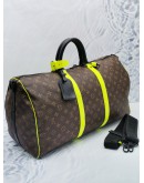 2023 MICROCHIP LOUIS VUITTON KEEPALL BANDOULIERE 50 MONOGRAM MACASSAR CANVAS / LEATHER WITH ADJUSTABLE STRAP