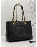 (LIKE NEW) CHANEL GST TOTE BAG IN BLACK CAVIAR LEATHER GOLD HARDWARE 