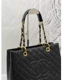 (LIKE NEW) CHANEL GST TOTE BAG IN BLACK CAVIAR LEATHER GOLD HARDWARE 