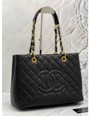 (LIKE NEW) CHANEL GST TOTE BAG IN BLACK CAVIAR LEATHER GOLD HARDWARE 