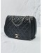 (LIKE NEW) CHANEL CASUAL QUILTED BLACK CAVIAR LEATHER MEDIUM POCKET FLAP BAG 