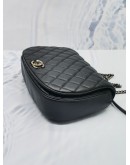 (LIKE NEW) CHANEL CASUAL QUILTED BLACK CAVIAR LEATHER MEDIUM POCKET FLAP BAG 