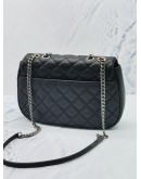 (LIKE NEW) CHANEL CASUAL QUILTED BLACK CAVIAR LEATHER MEDIUM POCKET FLAP BAG 