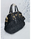 PRADA BLACK TESSUTO GAUFRE SHOPPING TOTE HANDLE BAG WITH STRAP 