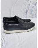 PRADA SLIP-ON SNEAKERS BLACK LEATHER SIZE 10