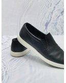 PRADA SLIP-ON SNEAKERS BLACK LEATHER SIZE 10