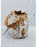 LOUIS VUITTON TAKASHI MURAKAMI X WHITE MONOGRAM MULTICOLOR CANVAS NOE PETIPE MM SHOULDER BAG