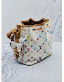 LOUIS VUITTON TAKASHI MURAKAMI X WHITE MONOGRAM MULTICOLOR CANVAS NOE PETIPE MM SHOULDER BAG