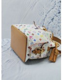 LOUIS VUITTON TAKASHI MURAKAMI X WHITE MONOGRAM MULTICOLOR CANVAS NOE PETIPE MM SHOULDER BAG