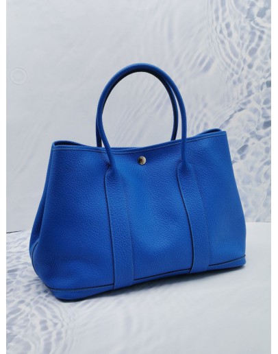 (LIKE NEW) HERMES VACHE COUNTRY GARDEN PARTY 36 BLEU ZELLIGE BAG 