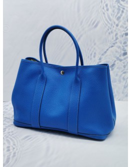 (LIKE NEW) HERMES VACHE COUNTRY GARDEN PARTY 36 BLEU ZELLIGE BAG 