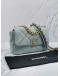 (LIKE NEW) 2023 MICROCHIP CHANEL 19 LIGHT BLUE QUILTED LAMBSKIN LEATHER FLAP BAG