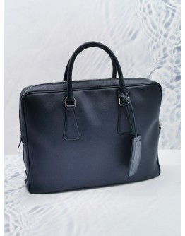 PRADA DARK BLUE SAFFIANO LEATHER BUSINESS BAG 