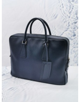 PRADA DARK BLUE SAFFIANO LEATHER BUSINESS BAG 