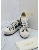 (BRAND NEW) 2024 CHRISTIAN DIOR WALK'N'DIOR PLATFORM SNEAKERS IN WHITE AND DEEP BLUE EMBROIDERED COTTON -FULL SET-