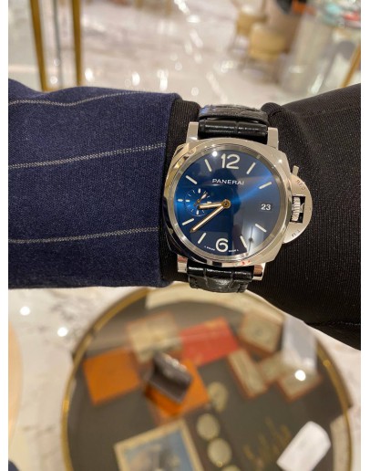 (UNUSED) 2022 PANERAI LUMINOR DUE PAM01273 BLUE OCEAN DIAL 38MM AUTOMATIC WATCH -FULL SET-