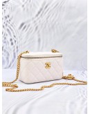 (LIKE NEW) 2023 CHANEL WHITE VANITY CAVIAR LEATHER WITH COCO CHAIN GOLD-TONED HARDWARE 