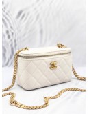 (LIKE NEW) 2023 CHANEL WHITE VANITY CAVIAR LEATHER WITH COCO CHAIN GOLD-TONED HARDWARE 