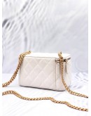 (LIKE NEW) 2023 CHANEL WHITE VANITY CAVIAR LEATHER WITH COCO CHAIN GOLD-TONED HARDWARE 