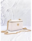 (LIKE NEW) 2023 CHANEL WHITE VANITY CAVIAR LEATHER WITH COCO CHAIN GOLD-TONED HARDWARE 