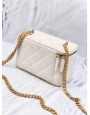 (LIKE NEW) 2023 CHANEL WHITE VANITY CAVIAR LEATHER WITH COCO CHAIN GOLD-TONED HARDWARE 