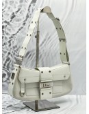 CHRISTIAN DIOR CHIC COMLUMBUS WHITE CALF & LAMBSKIN LEATHER SHOULDER BAG 