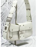 CHRISTIAN DIOR CHIC COMLUMBUS WHITE CALF & LAMBSKIN LEATHER SHOULDER BAG 